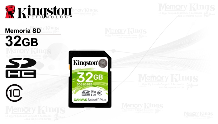 Memorias SD Kingston 32GB Clase 10 Canvas Select Plus Full HD - Globatec SRL