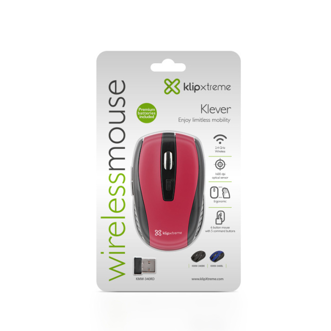 MOUSE OPTICO KLIPX KLEVER WIRELESS Blue (KMW-340rd 1