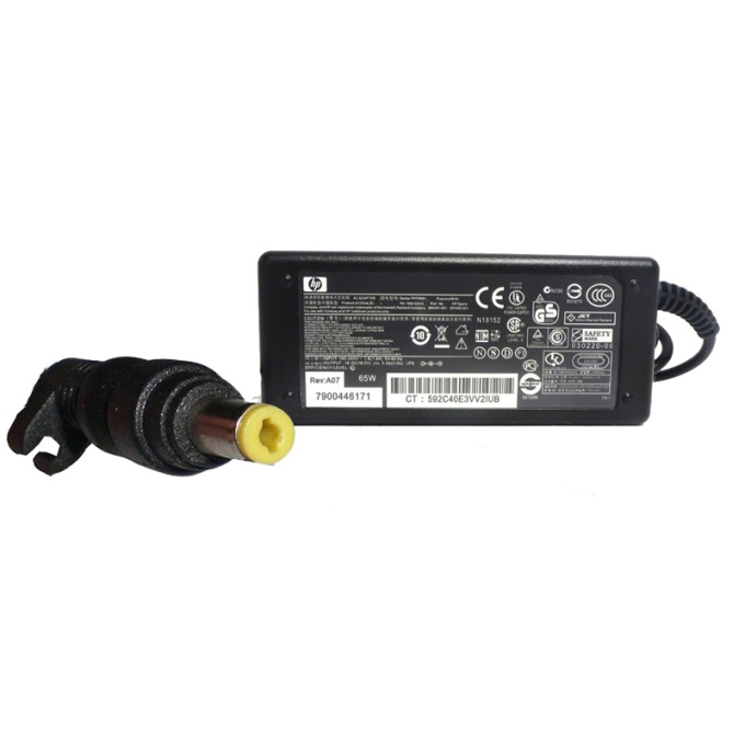 Fuente cargador para Laptops HP 65 Watts Pin Amarillo Usada