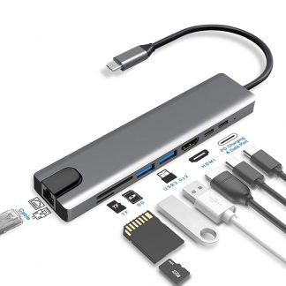 Adaptador de tipo C a HDMI, USB, MICRO, SD, USB C, RJ45