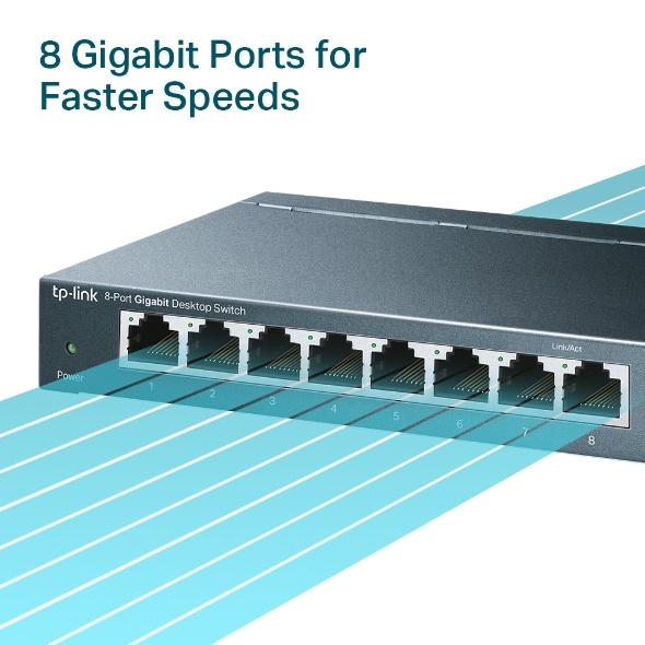 Switch para sobremesa Tp-Link con 8 puertos Gigabit –